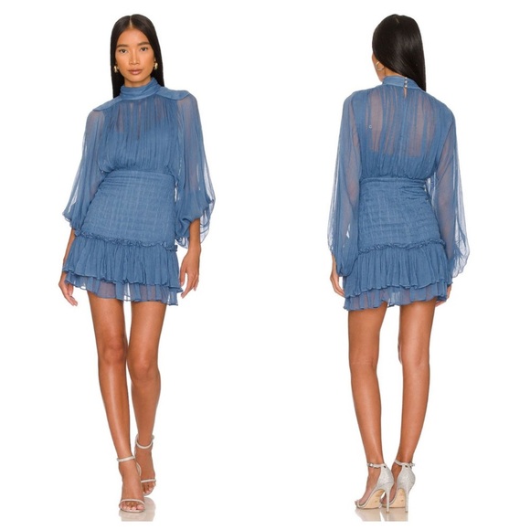 Shona joy Elegant Blue Chiffon Dress size XL